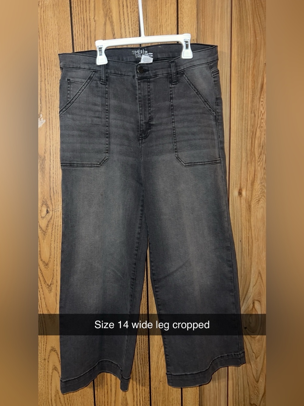 Time and Tru Charcoal Wide Leg Cropped Jeans
